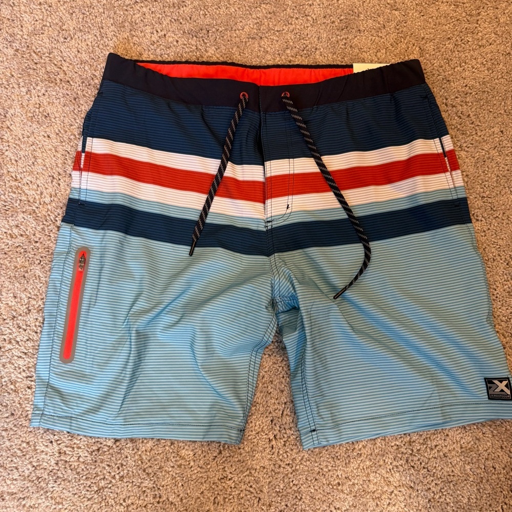 ZeroXposur Men's Multicolor Striped Board Shorts New Large